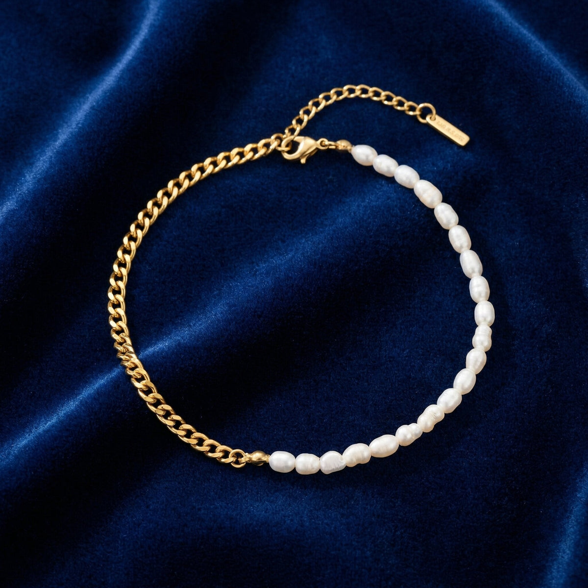 Eden 5mm Freshwater Pearl Anklet 18k Gold Plated 9" with 1.5" Extender