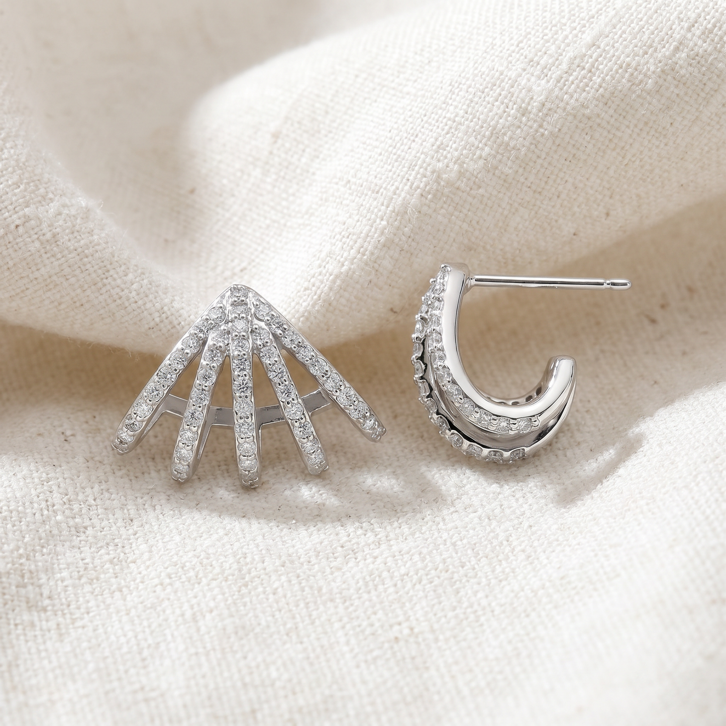 1 Ct Diamond Burst Studs Womens Huggie Earrings 14k White Gold Lab Grown