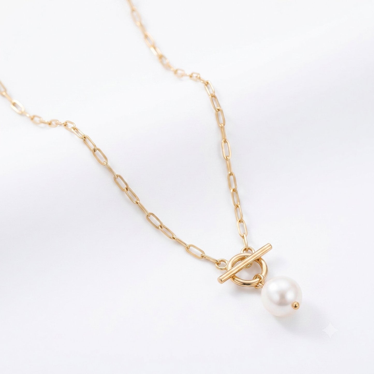 18k Yellow Gold Plated Fresh Water Pearl Cassis Necklace 18.5"