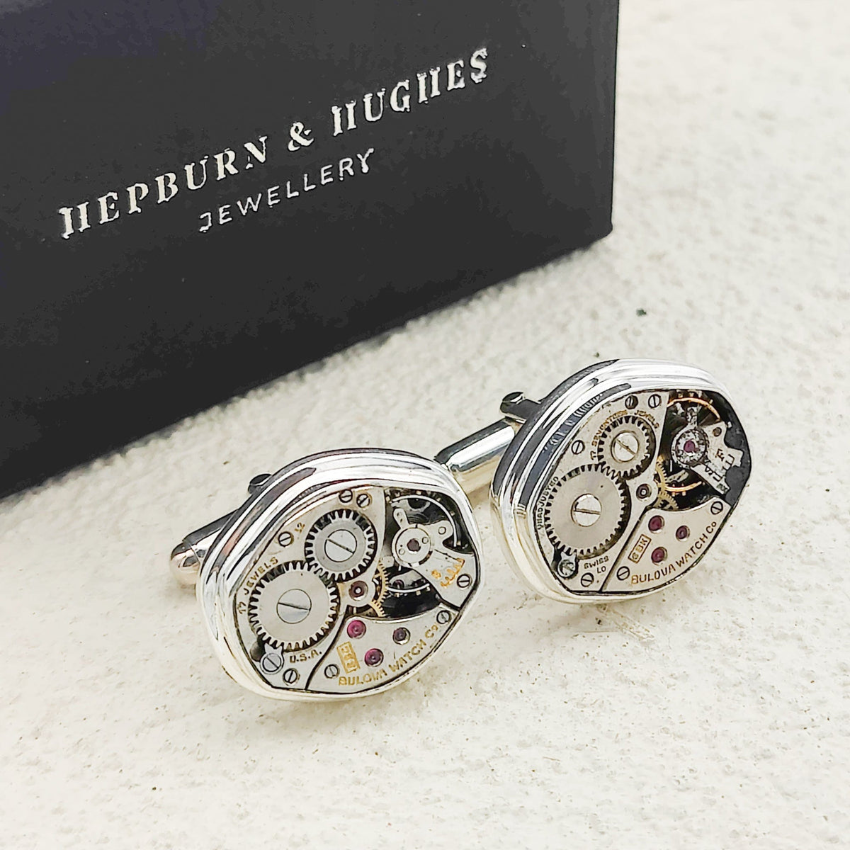Mid-Century Watch Movement Cufflinks | Sterling Silver