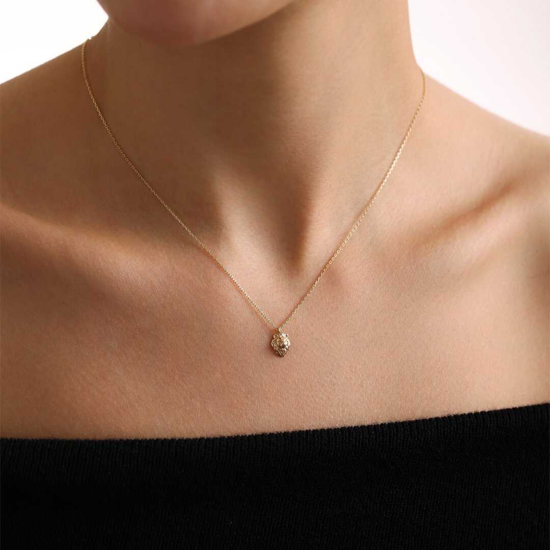 14k Gold Minimalist Lion Necklace