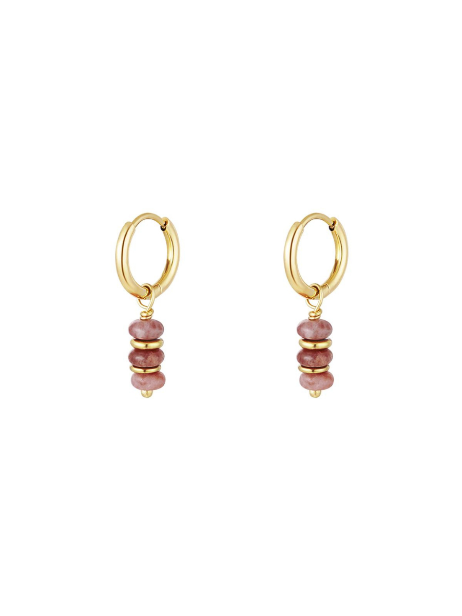 Kisha mini hoop earrings - dangling with semi-precious stone
