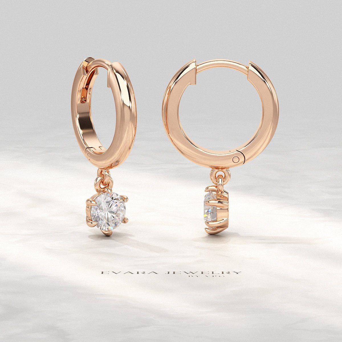 Minimal Diamond Drop Huggies Hoop Earrings