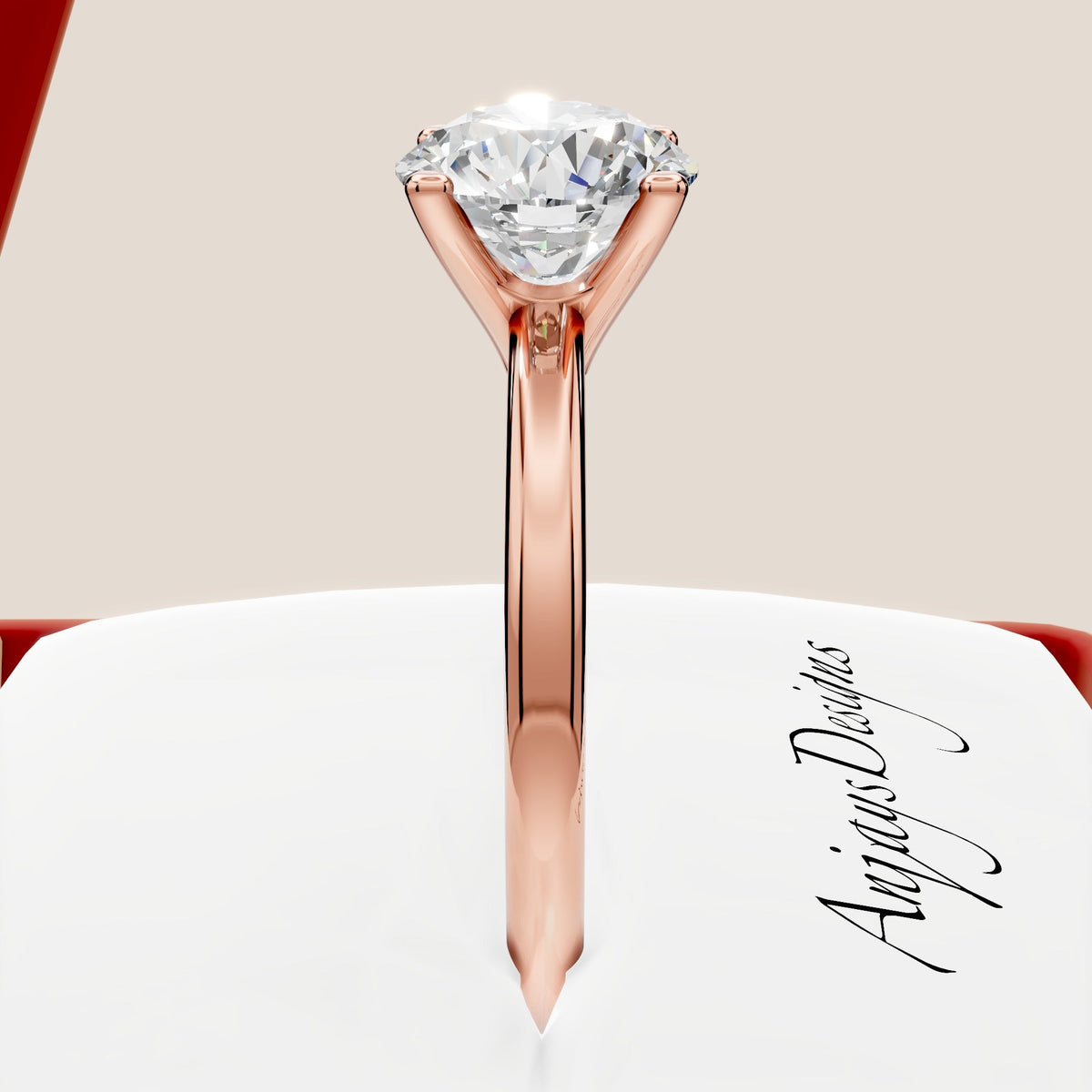 1 Carat Round Cut Lab Grown Diamond Solitaire Engagement Minimalist Ring 4 Prong Ring