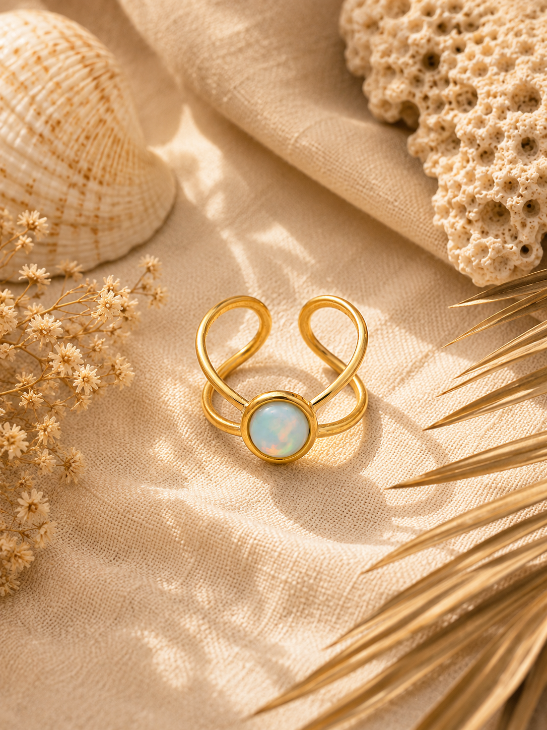 Bague SALINES — Acier Inoxydable Plaqué Or 24k