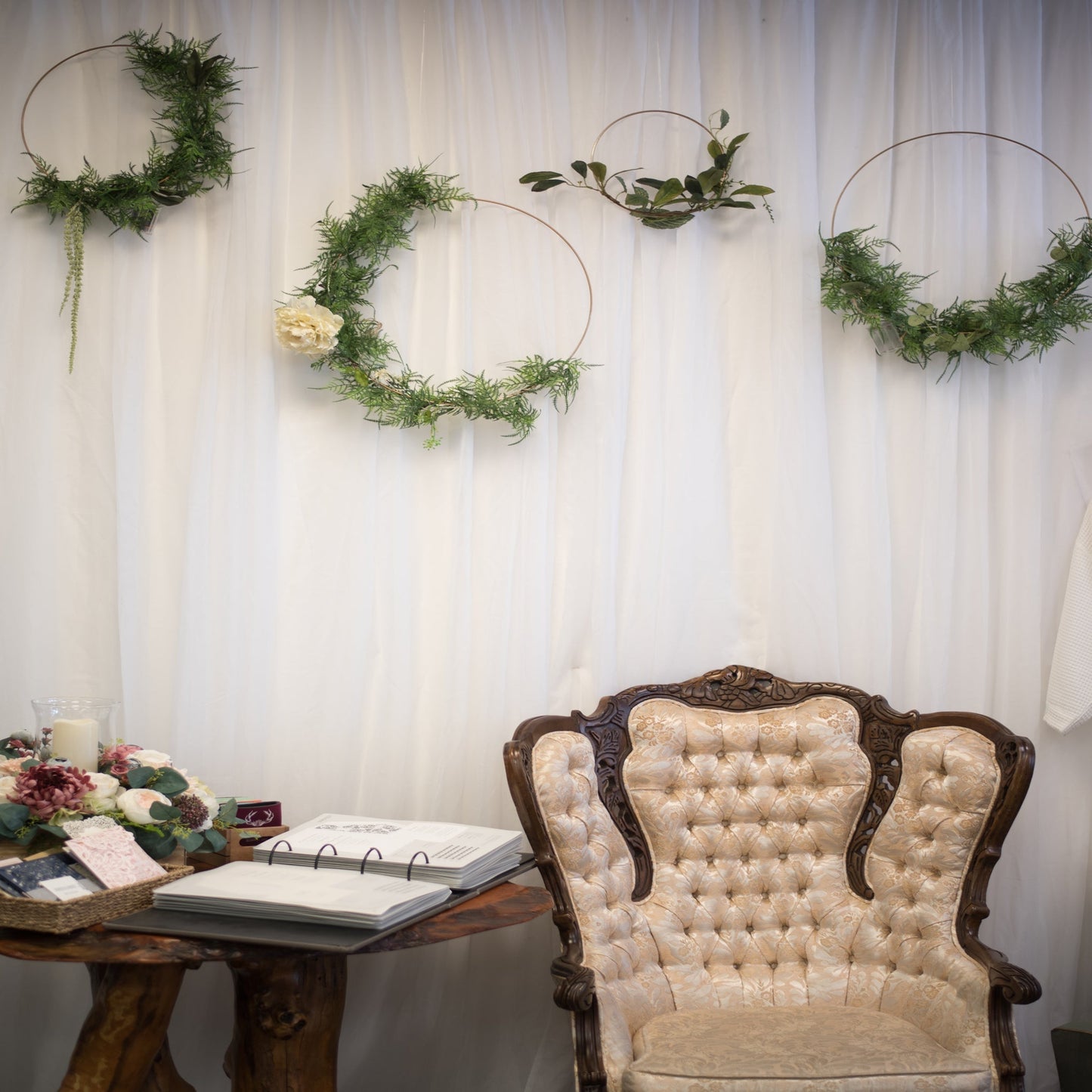Gold Flower Ring & Sheer Backdrop