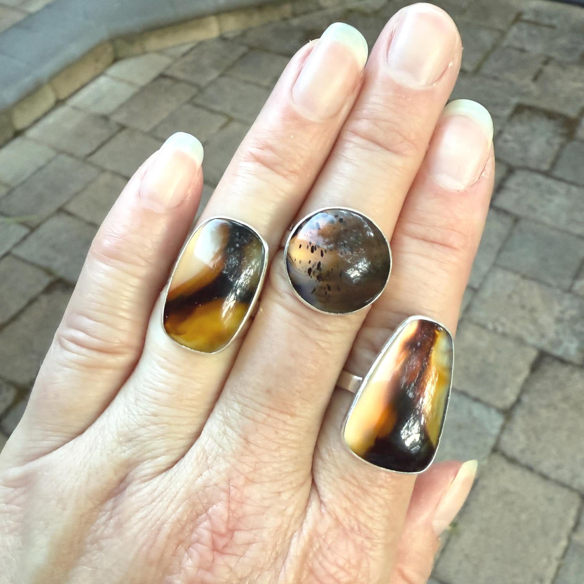 Montana Agate Statement Ring Size 8.5 | PNW Gemstone | Handmade Sterling Silver