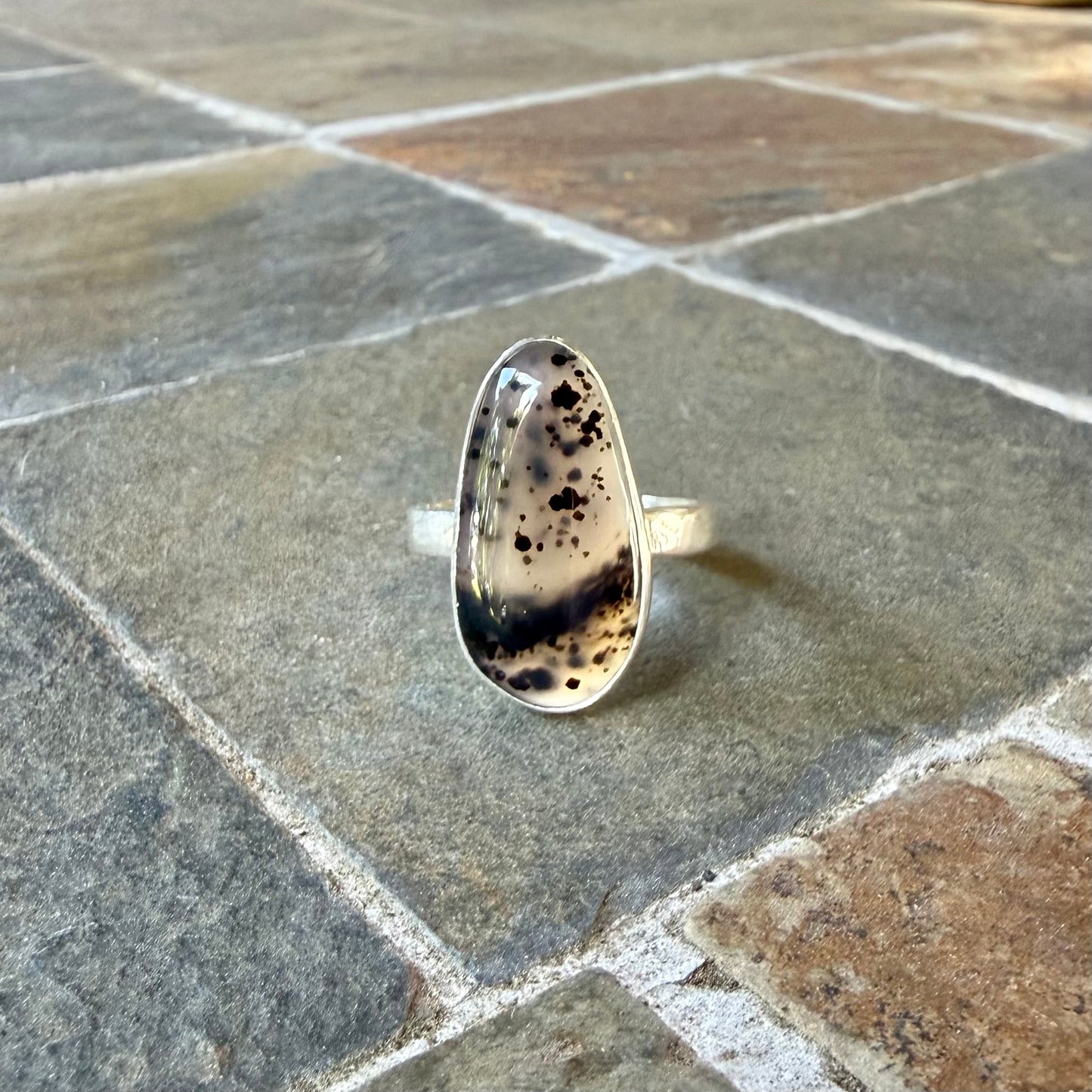 Spotted Montana Agate Statement Ring • Sterling Silver • PNW Gemstone Jewelry