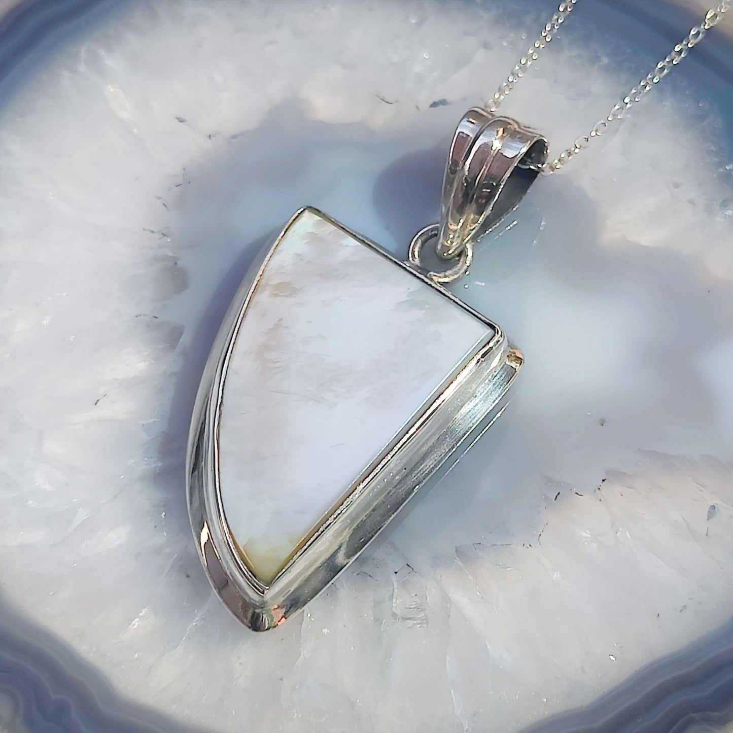 Mother of Pearl Pendant | Abstract | 3rd Anniversary | Sterling Silver