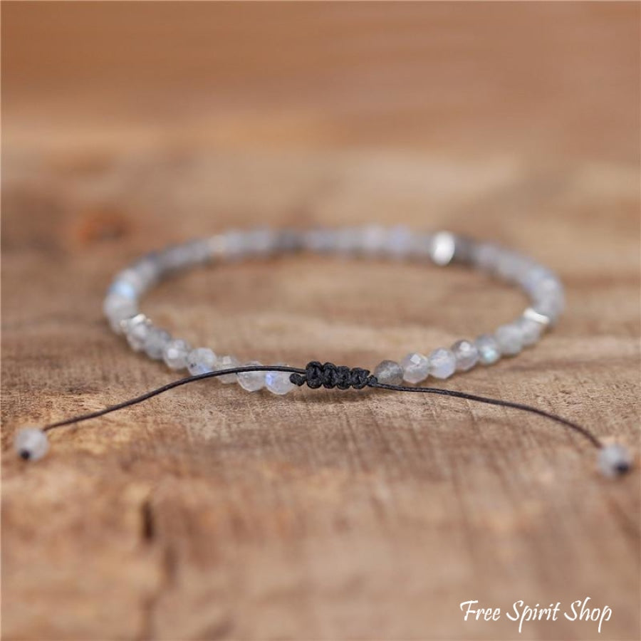 Natural Labradorite Adjustable Bead Bracelet