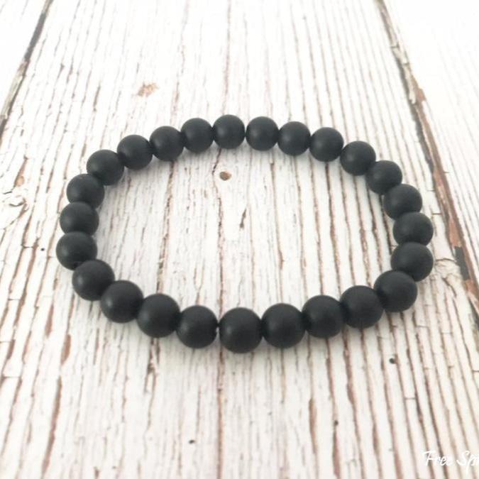 Natural Matte Black Onyx Mala Bead Bracelet
