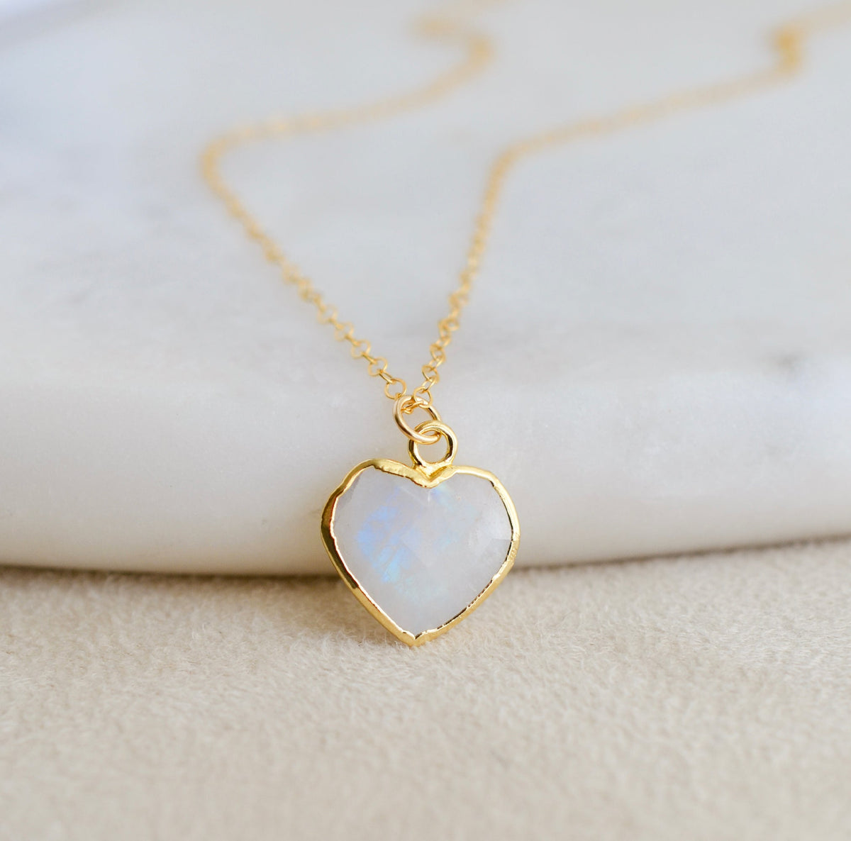 Heart Pendant: Rainbow Moonstone