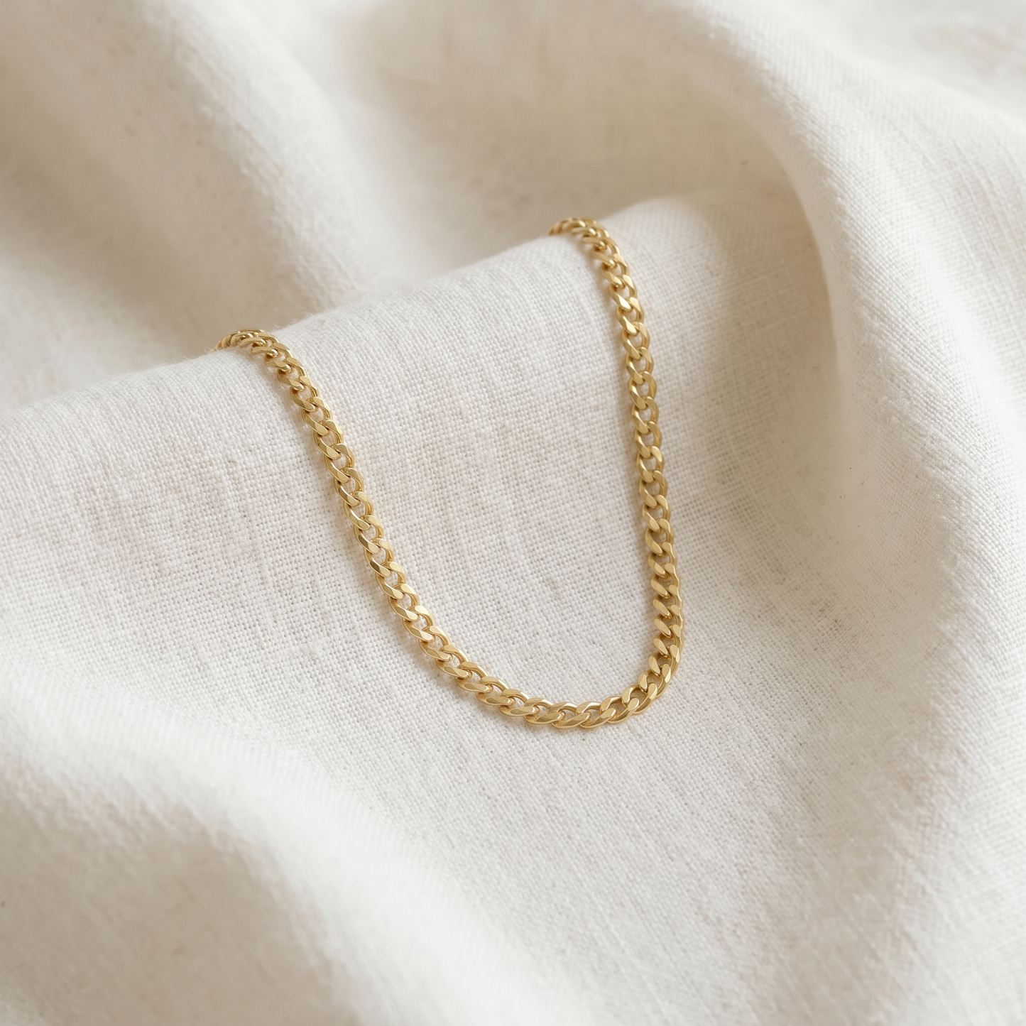 Mens Solid 14k Yellow Gold 22" Curb Chain With Lobster Clasp 8.5 grams 3mm