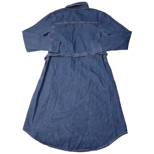Frye Women's Denim Tie Belt Midi Button Front Dress