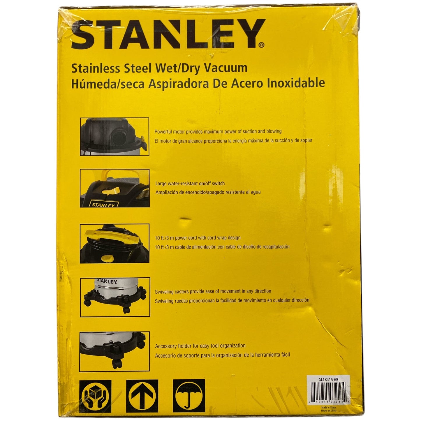 Stanley 6 Gallon Wet/Dry Vacuum 5.0- Peak HP Stainless Steel