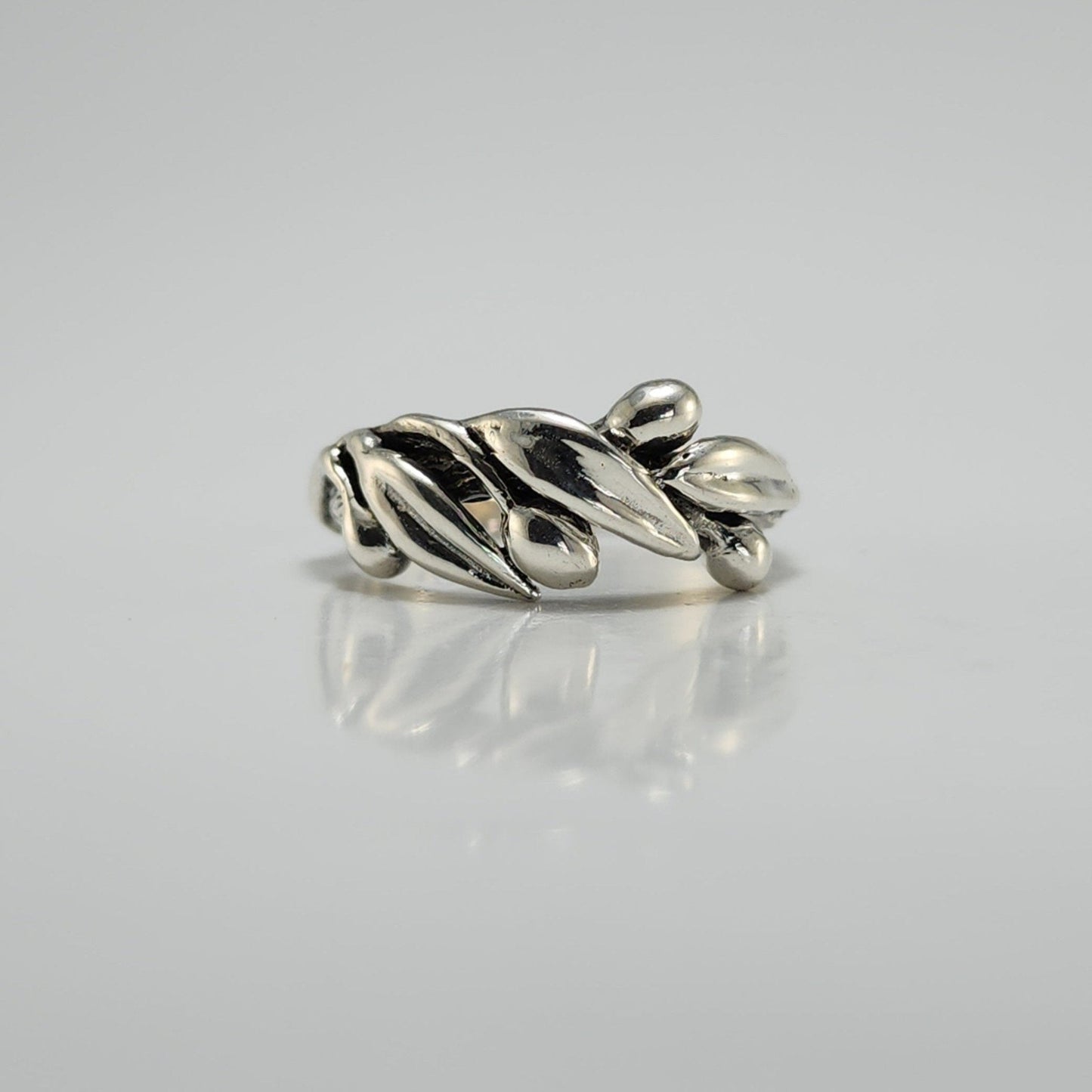 Olive Branch Leaf Statement Ring