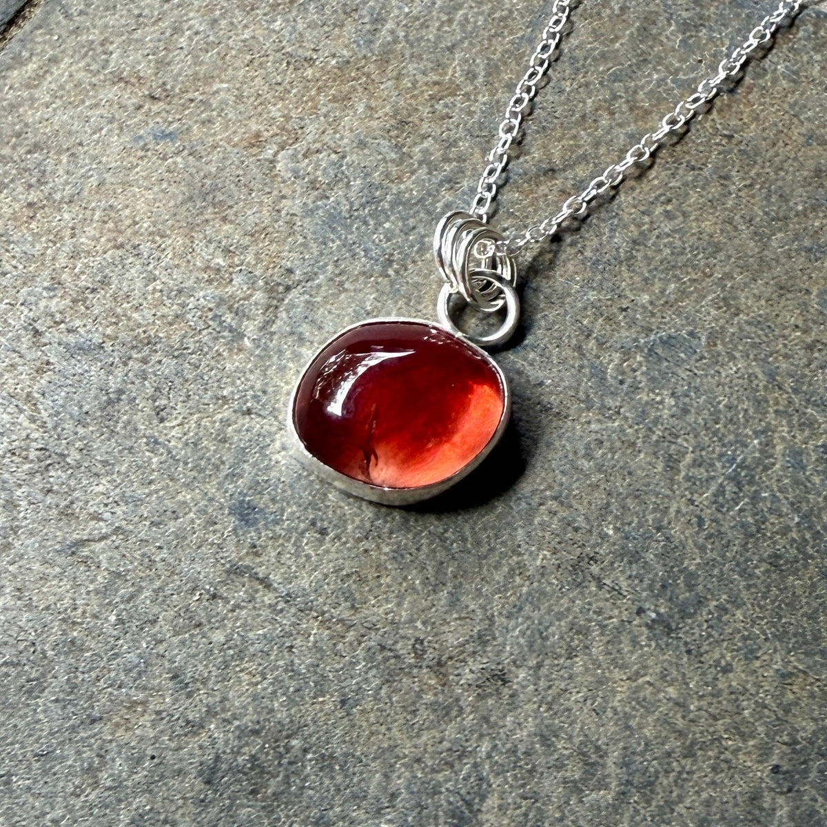 Red Oregon Sunstone Freeform Pendant Necklace | Sterling Silver | PNW Gemstone