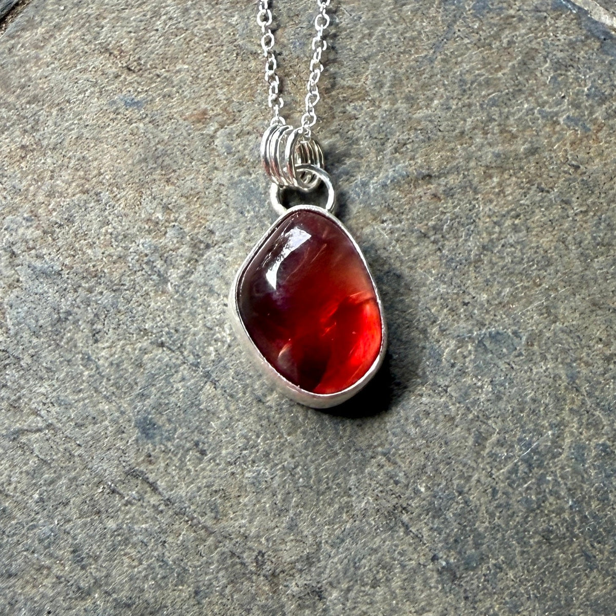 Red Oregon Sunstone Pendant Necklace | Sterling Silver | PNW Gemstone Jewelry
