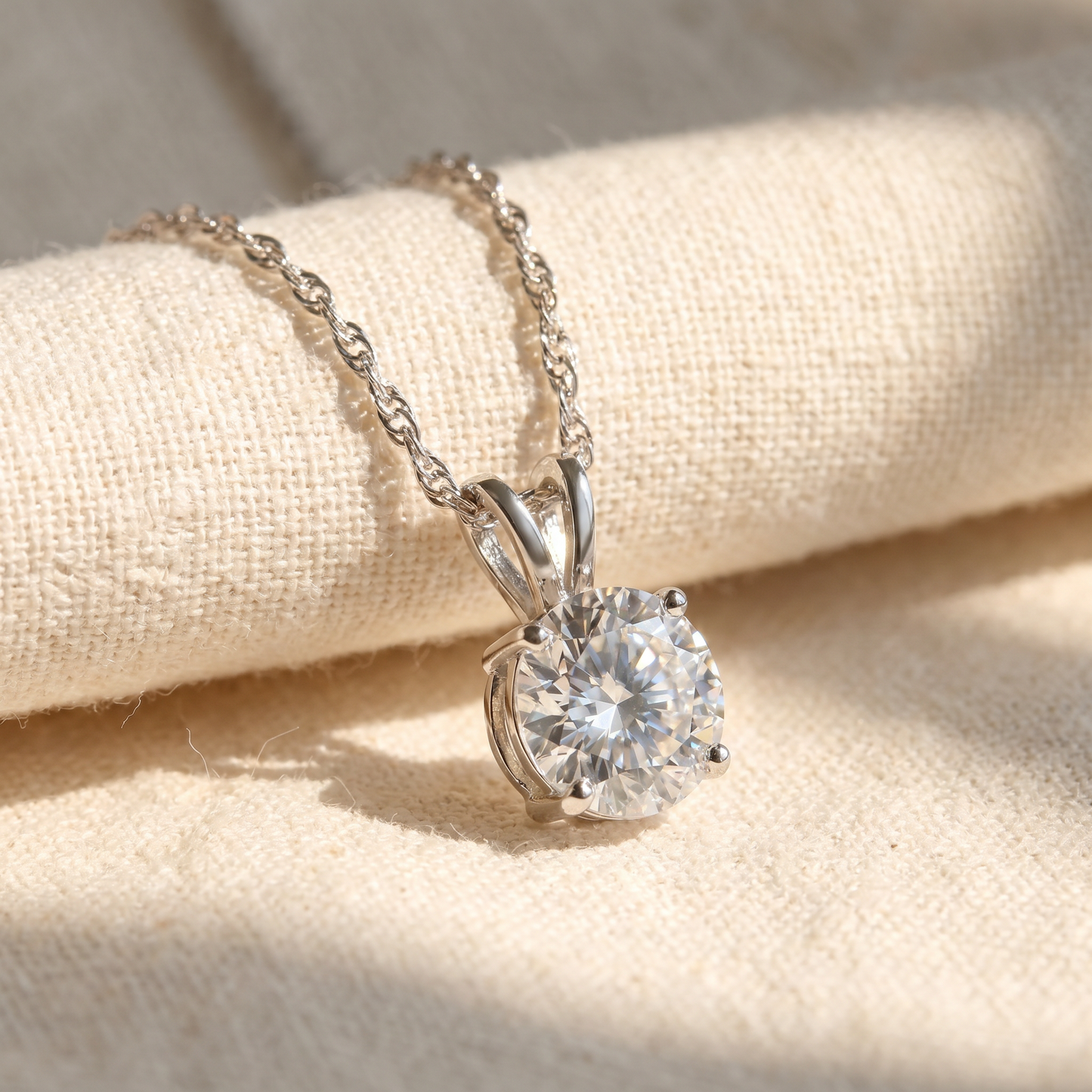 Certified 3Ct Diamond Pendant 14k White Gold Lab Grown Necklace