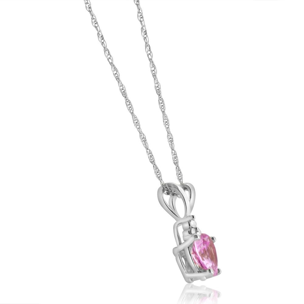 1/2ct Diamond & Pink Sapphire Heart Pendant in 14K Yellow, White, or Rose Gold