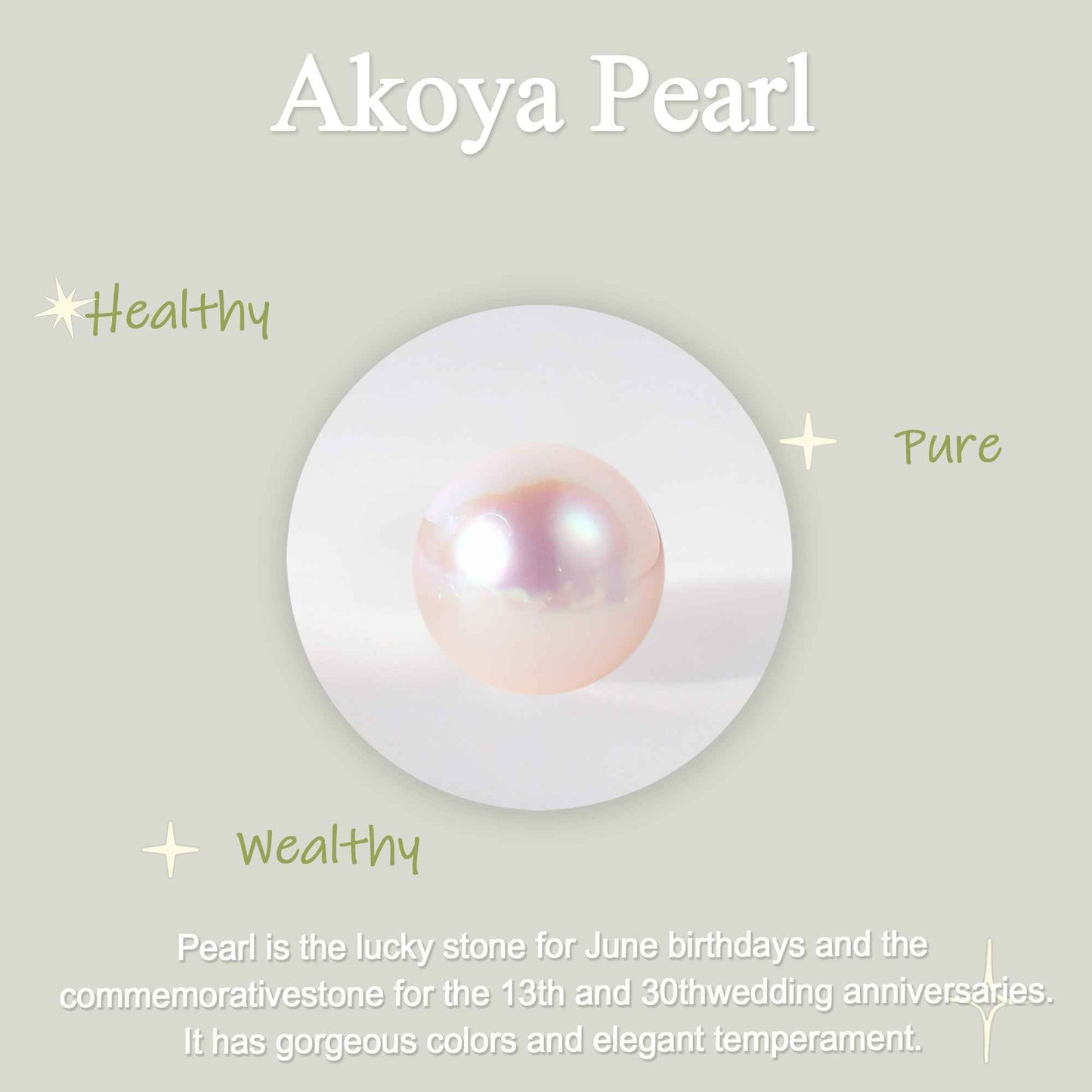 Akoya Round Pearl and Moissanite Gemstone Ring Set 2pcs