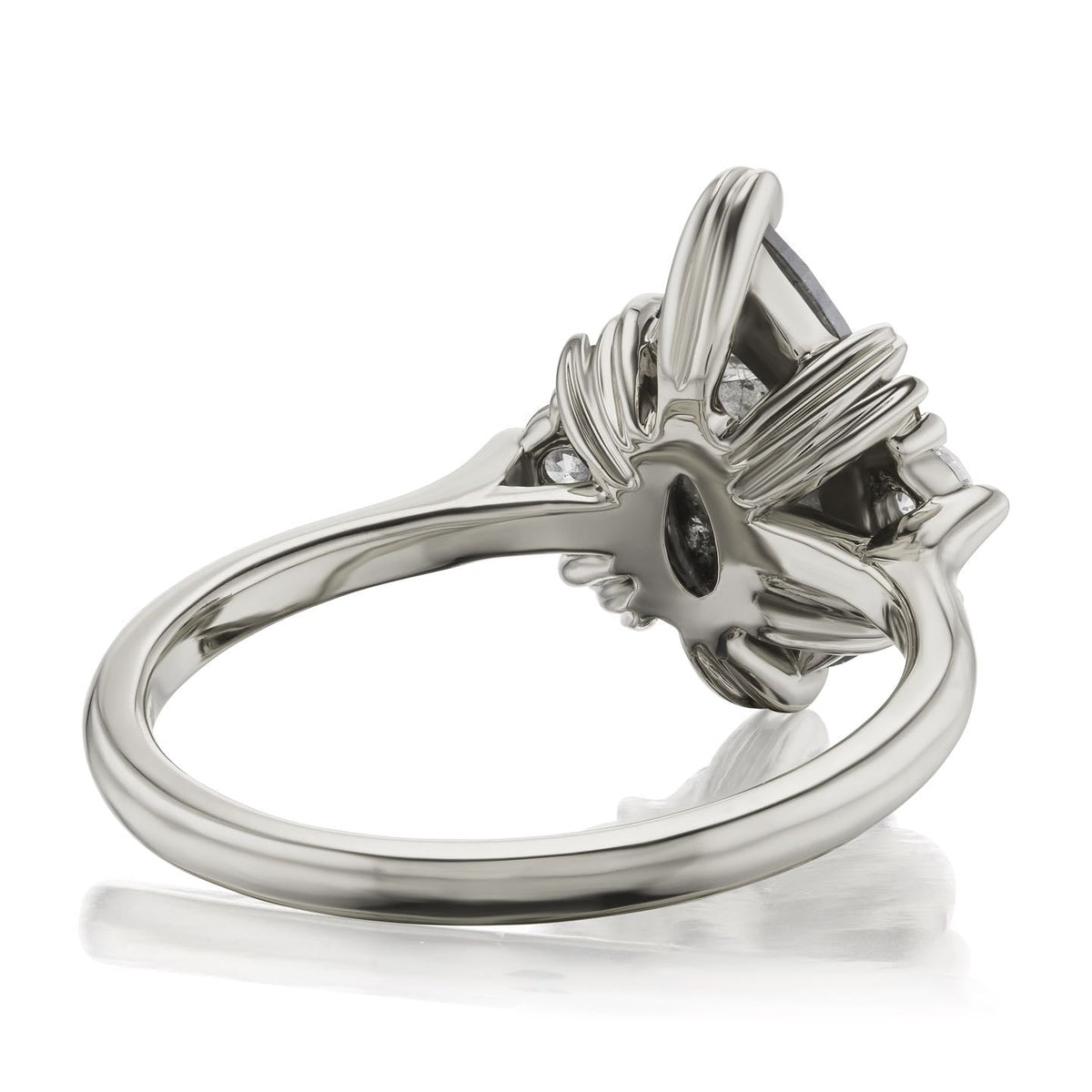 DEMI・Pear Rose Cut Salt + Pepper Diamond Center, Diamond Accents (1.42ctw)