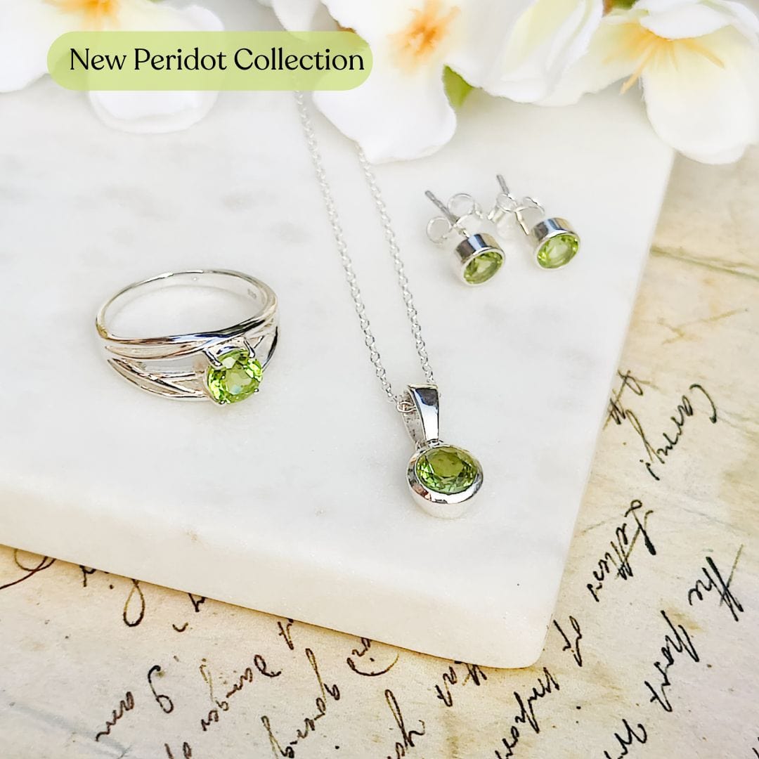 Peridot Earrings | Round Stud | August Birthstone | Sterling Silver