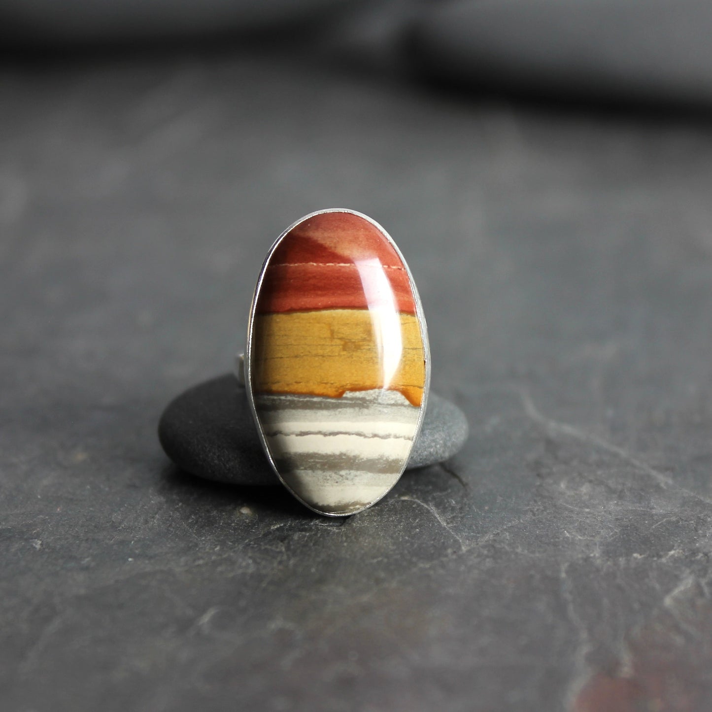 Polychrome Jasper Statement Ring Size 4.25 | PNW Gemstone | Handmade Sterling Silver