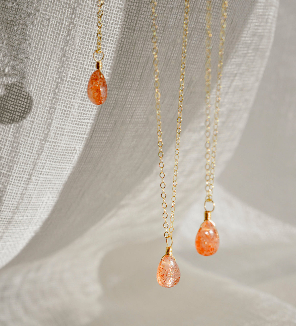 Sunstone Droplet Necklace