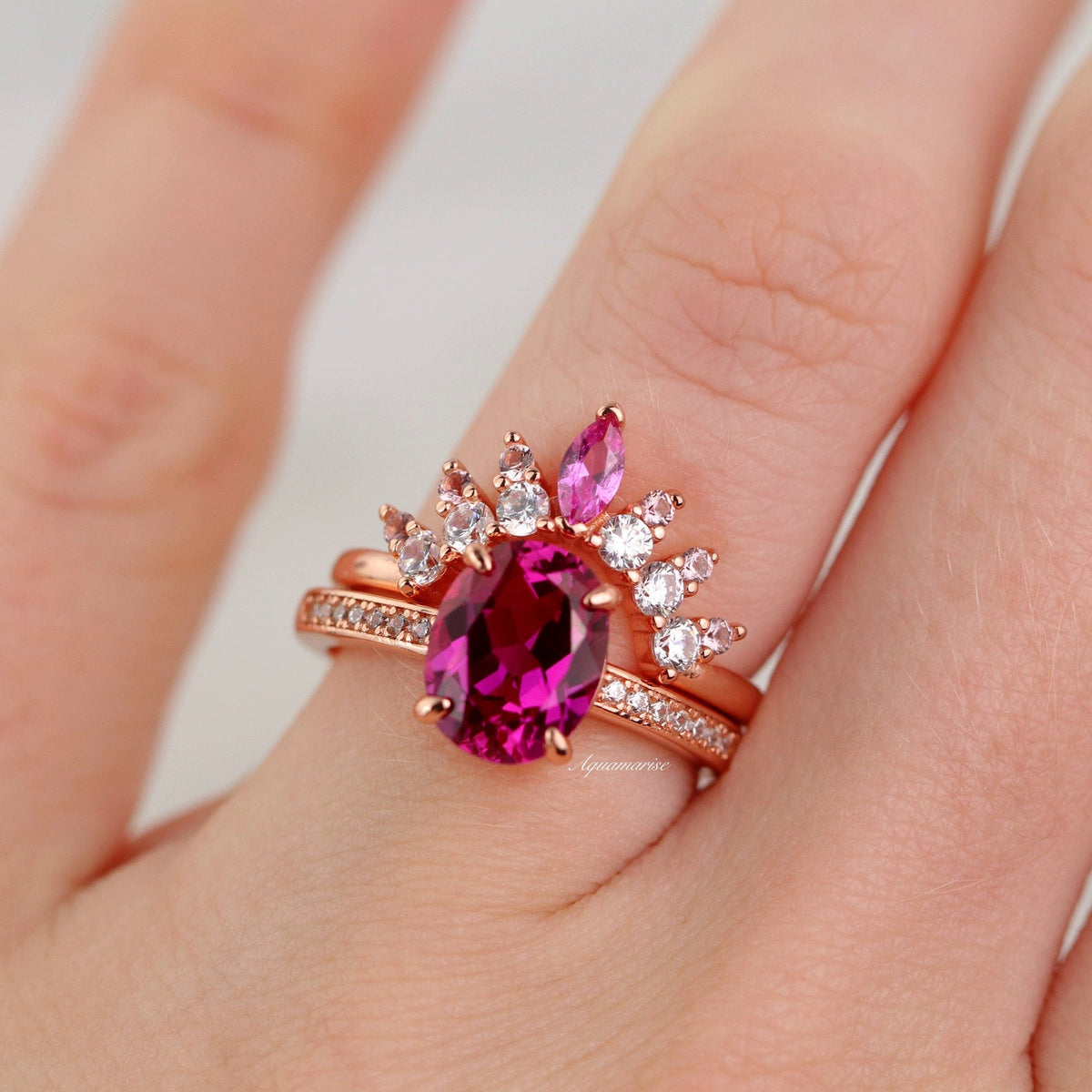 Ava Pink Tourmaline Engagement Ring in 14K Rose Gold Vermeil