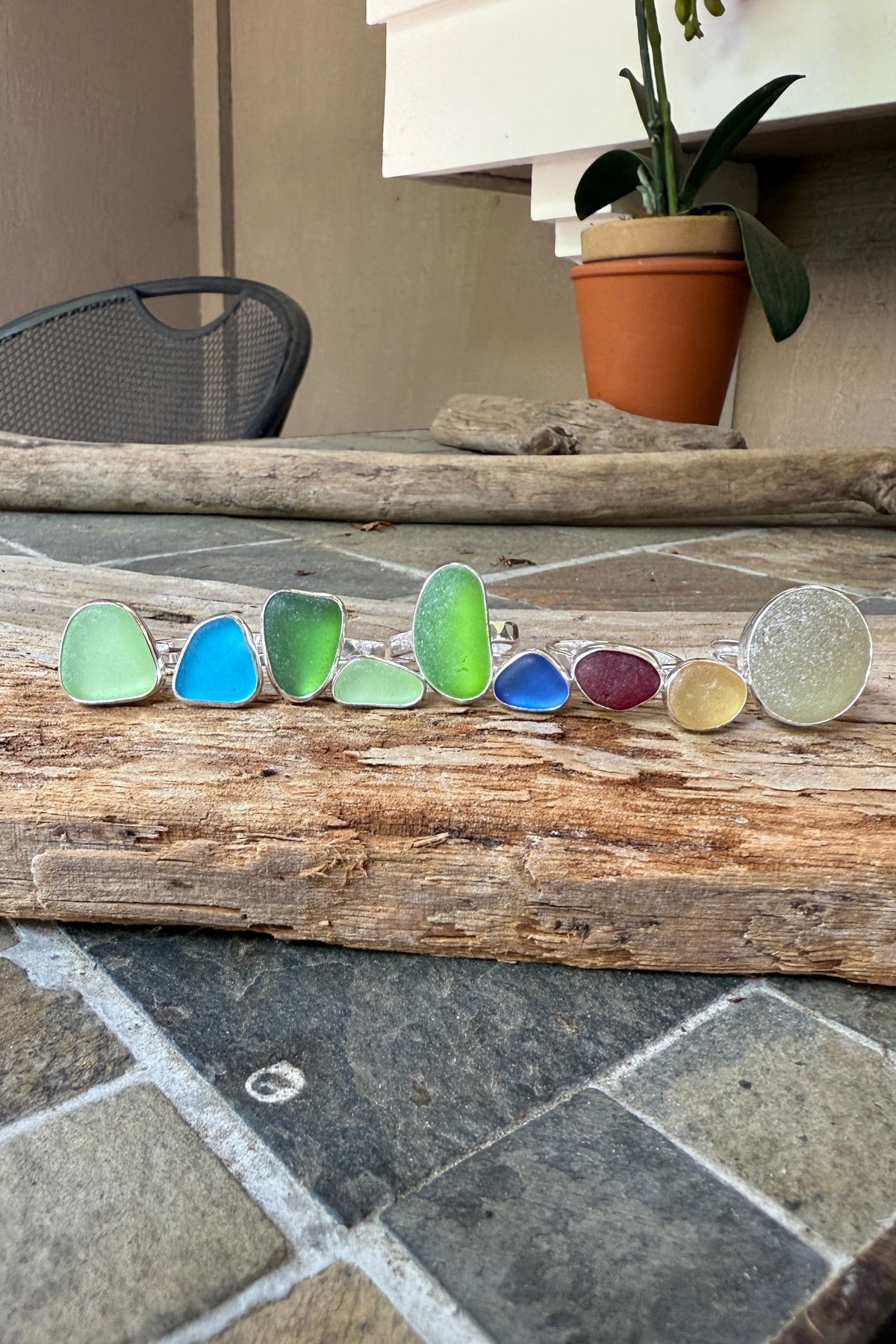 Light Green Sea Glass Statement Ring • Sterling Silver • Handmade • Beach Jewelry for Her • Size 10