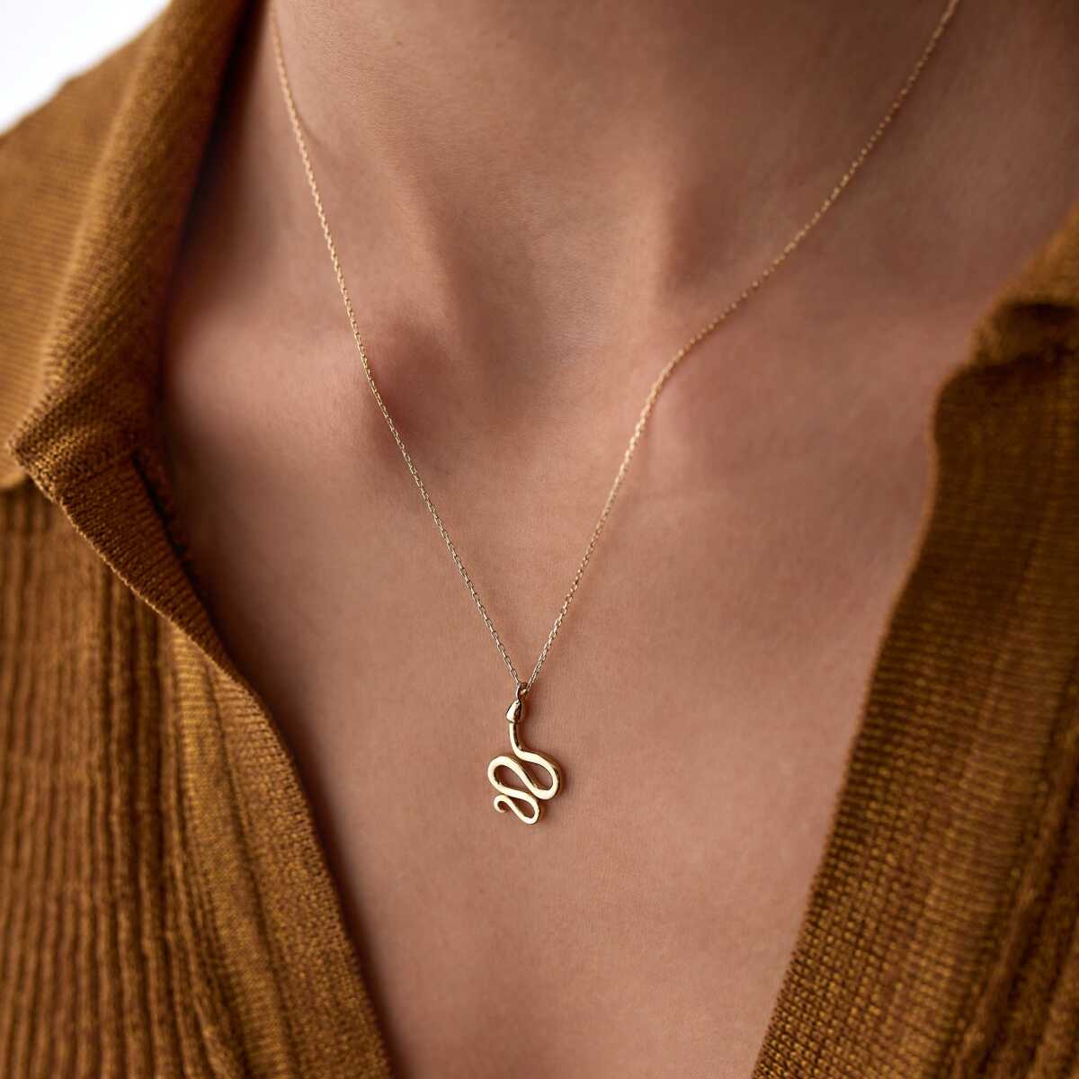 14k Gold Minimalist Snake Necklace