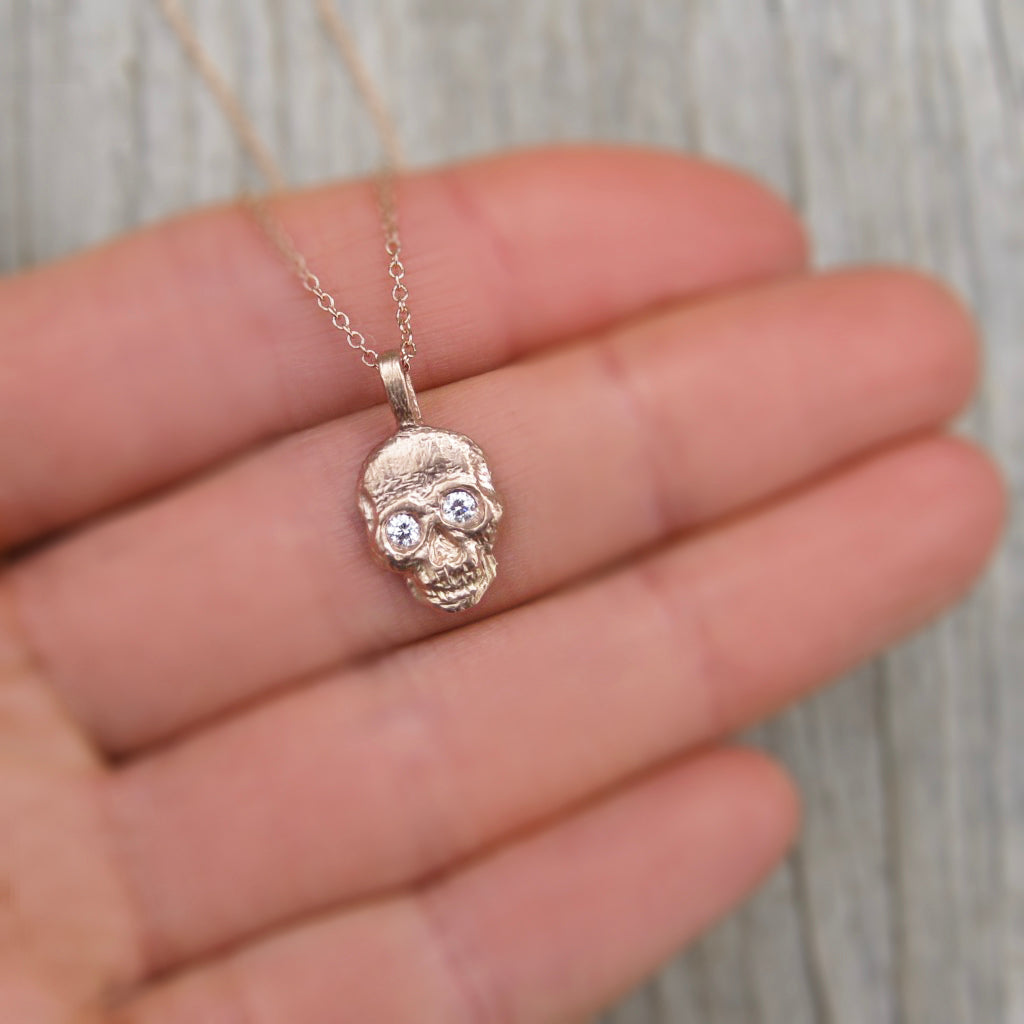 ・SKULL NECKLACE・ Diamond Eyes, Gold Pendant