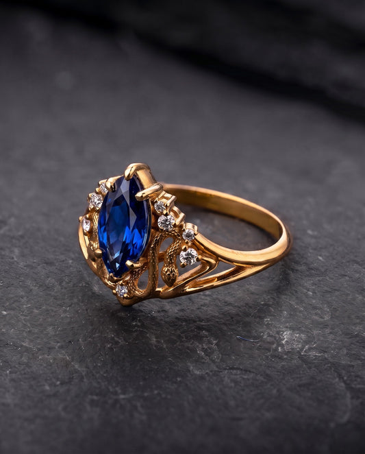 Snakes Engagement Ring With Blue Sapphire / Serpent of Eden