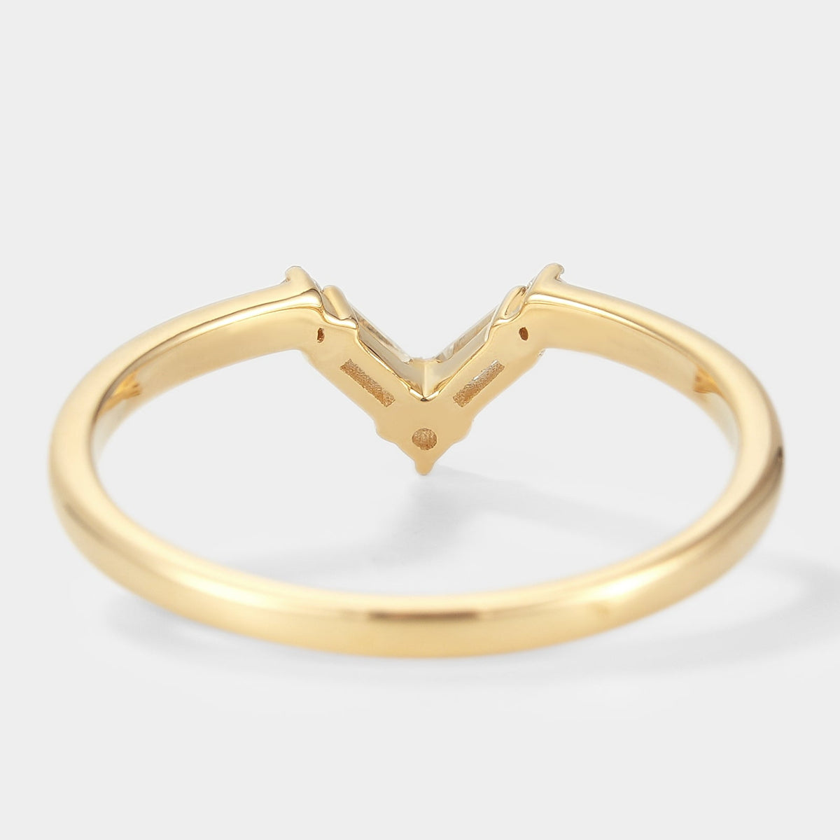 Rectangle & Round Moissanite Chevron Stackable Wedding Band