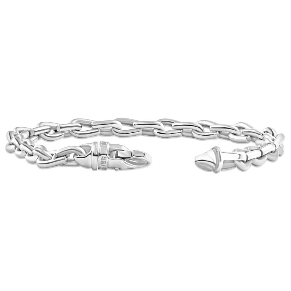 Men's Polished Steel Clasp 6mm Thin Oval Flexible Link 8.5 " Bracelet