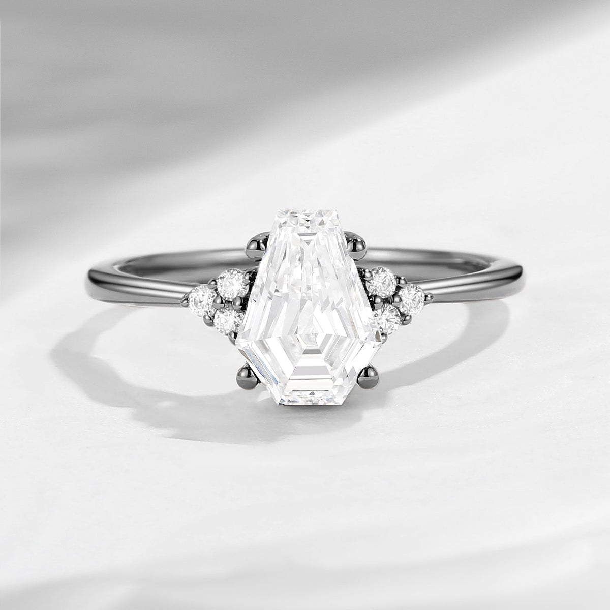 Classic Coffin Shaped Lab Diamond Engagement Ring