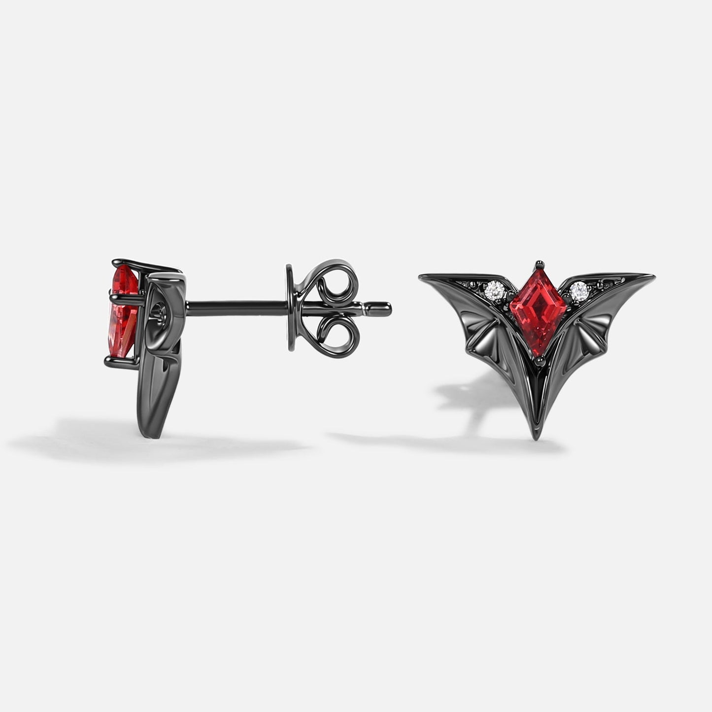 'Batsh*t Crazy' Kite Cut Garnet Black Gold Earrings