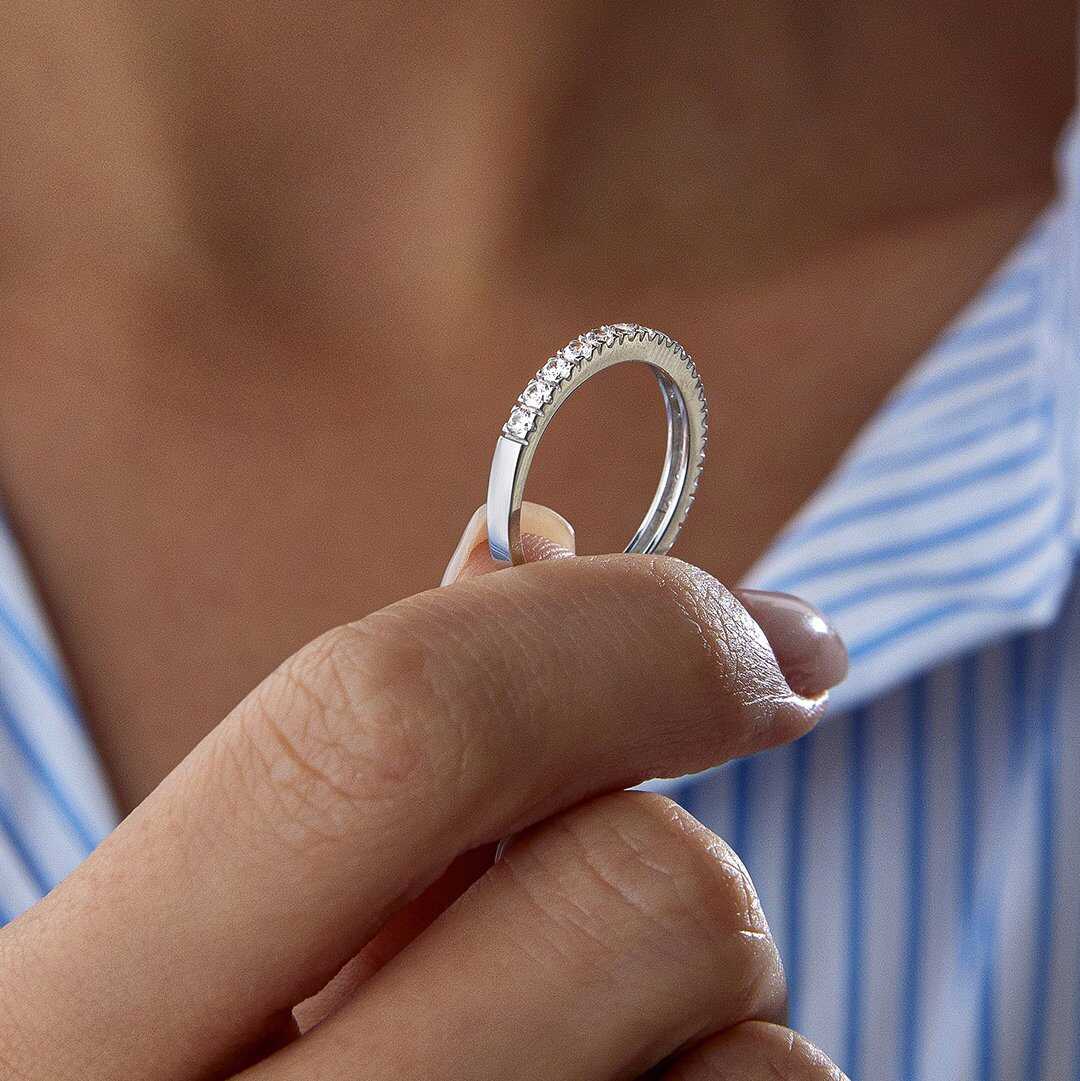 14K Gold Half Eternity Band Ring