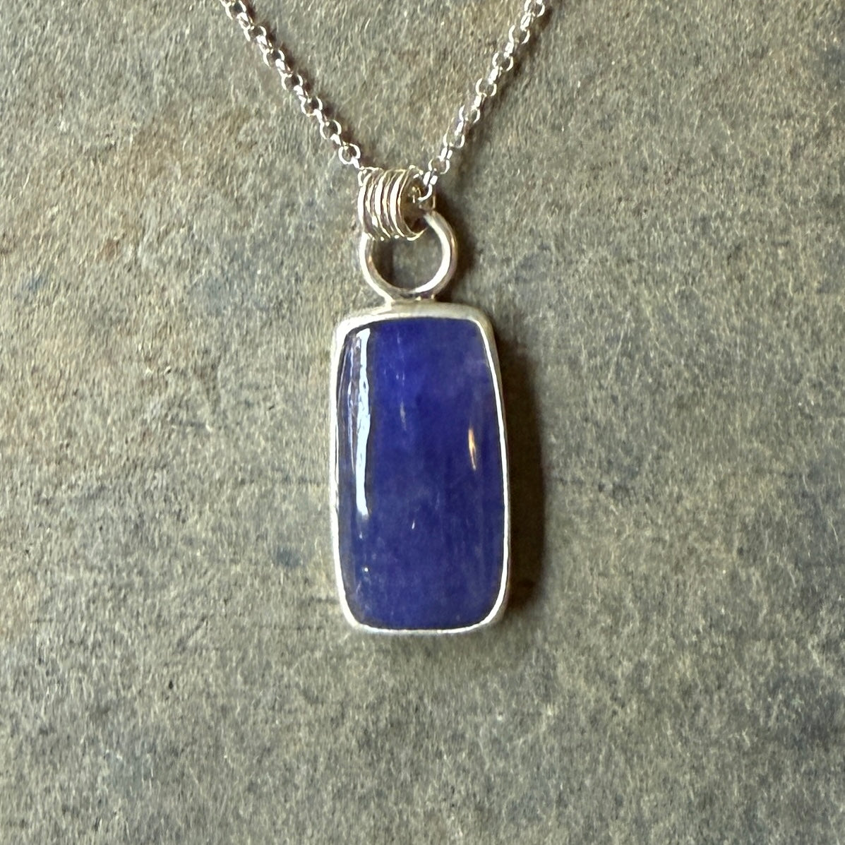 Rectangular Tanzanite Sterling Silver Pendant Necklace | December Birthstone Jewelry
