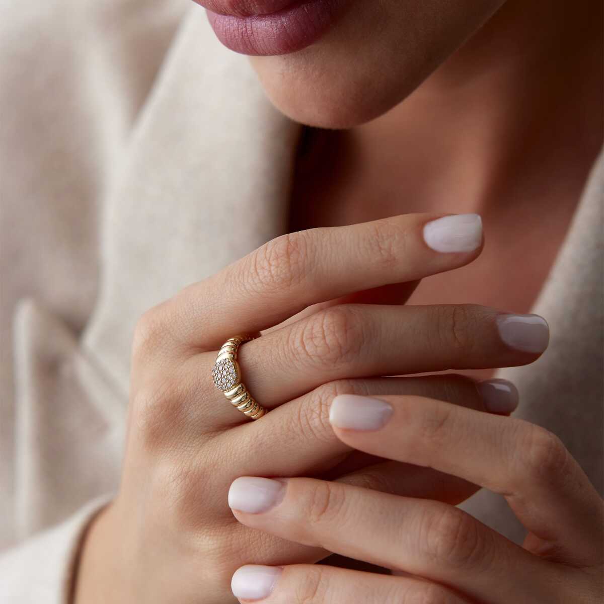 14k Gold Croissant Ring