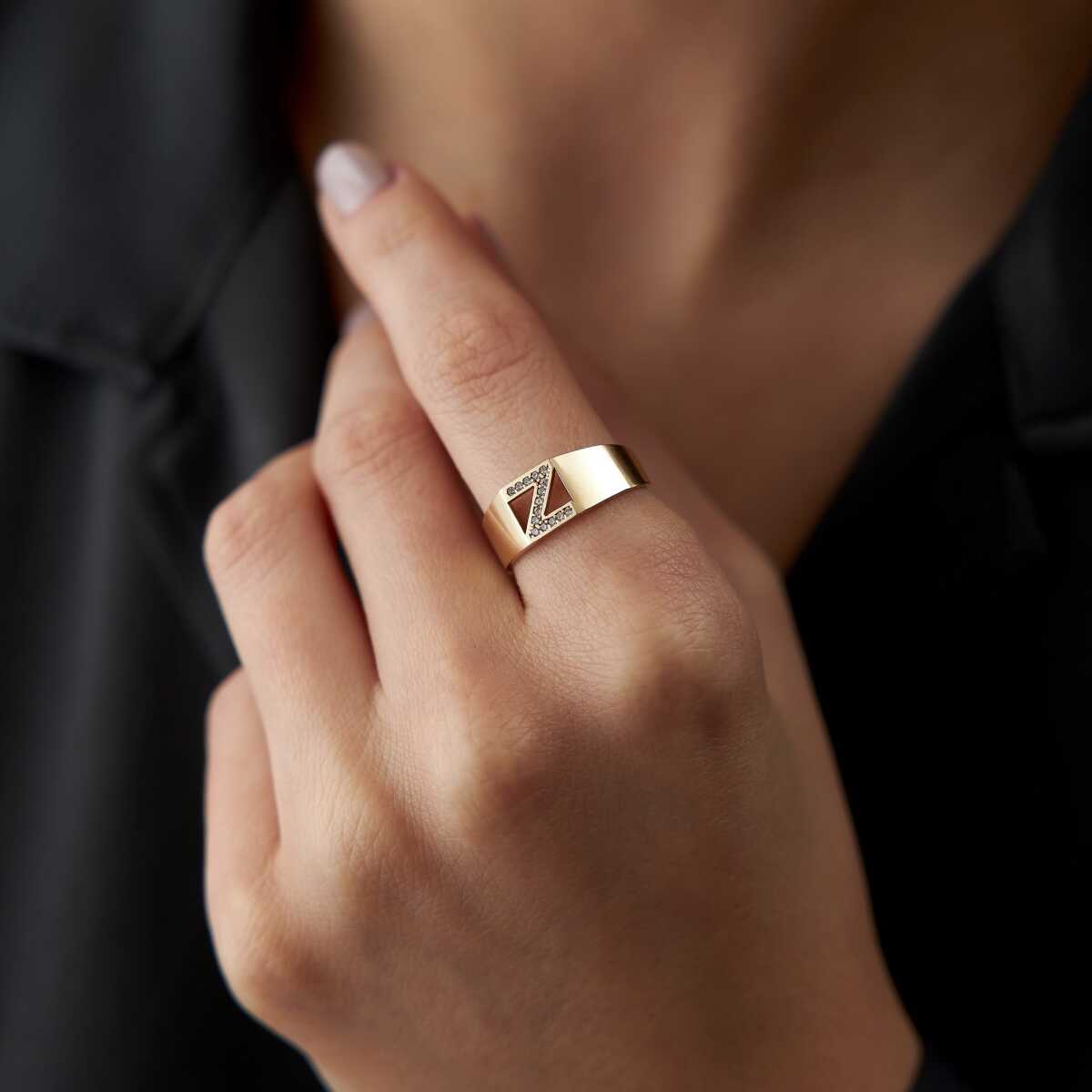 Stone Letter Ring