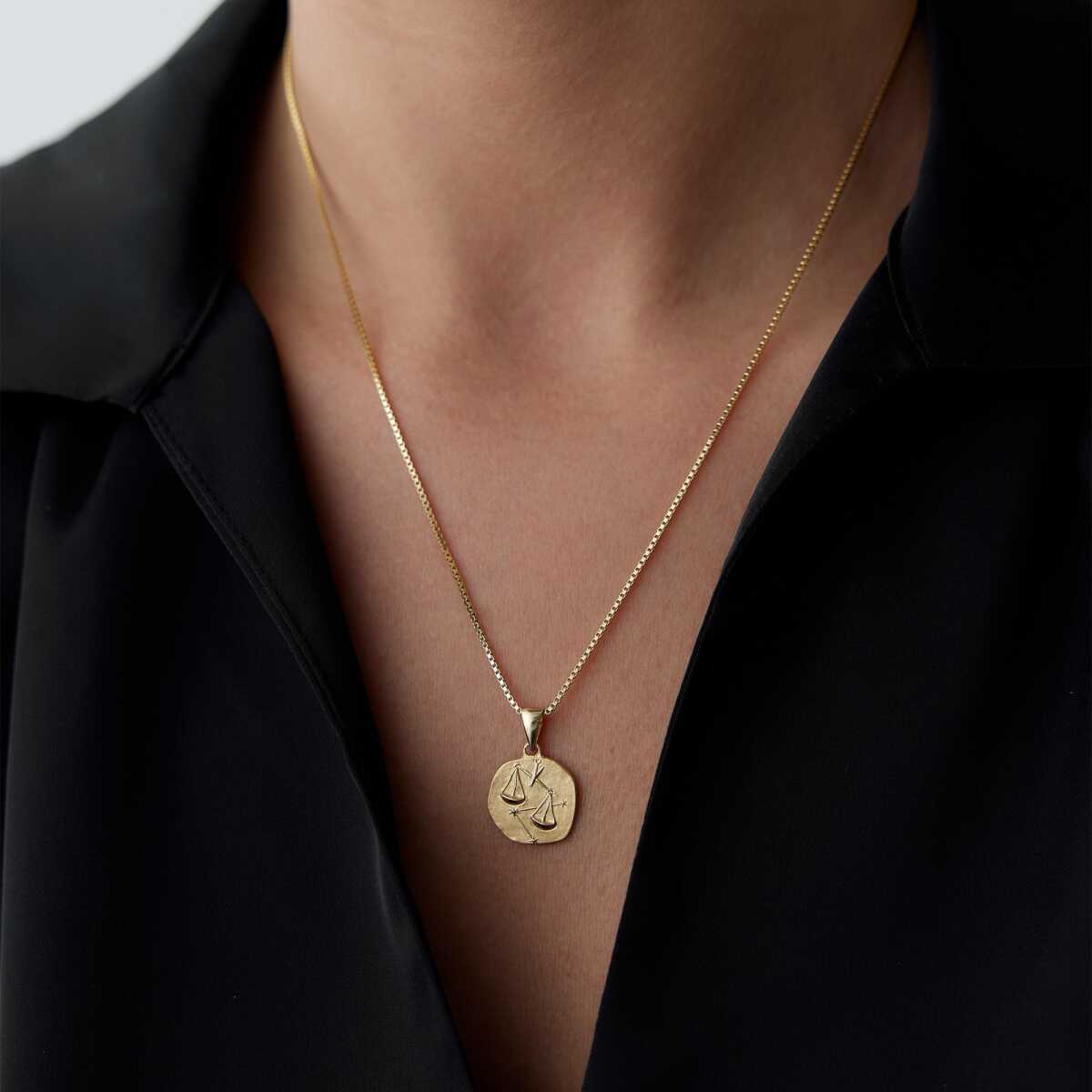 14k Gold Libra Zodiac Necklace