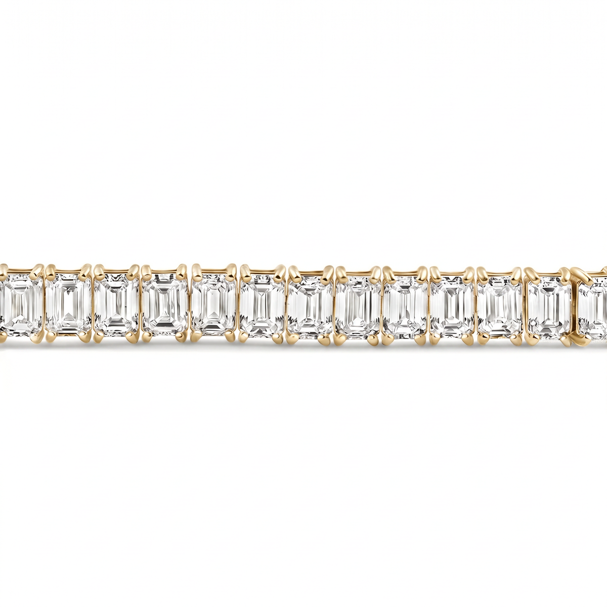 20Ct Emerald Cut Diamond Tennis Bracelet 14k Gold 7" Lab Grown