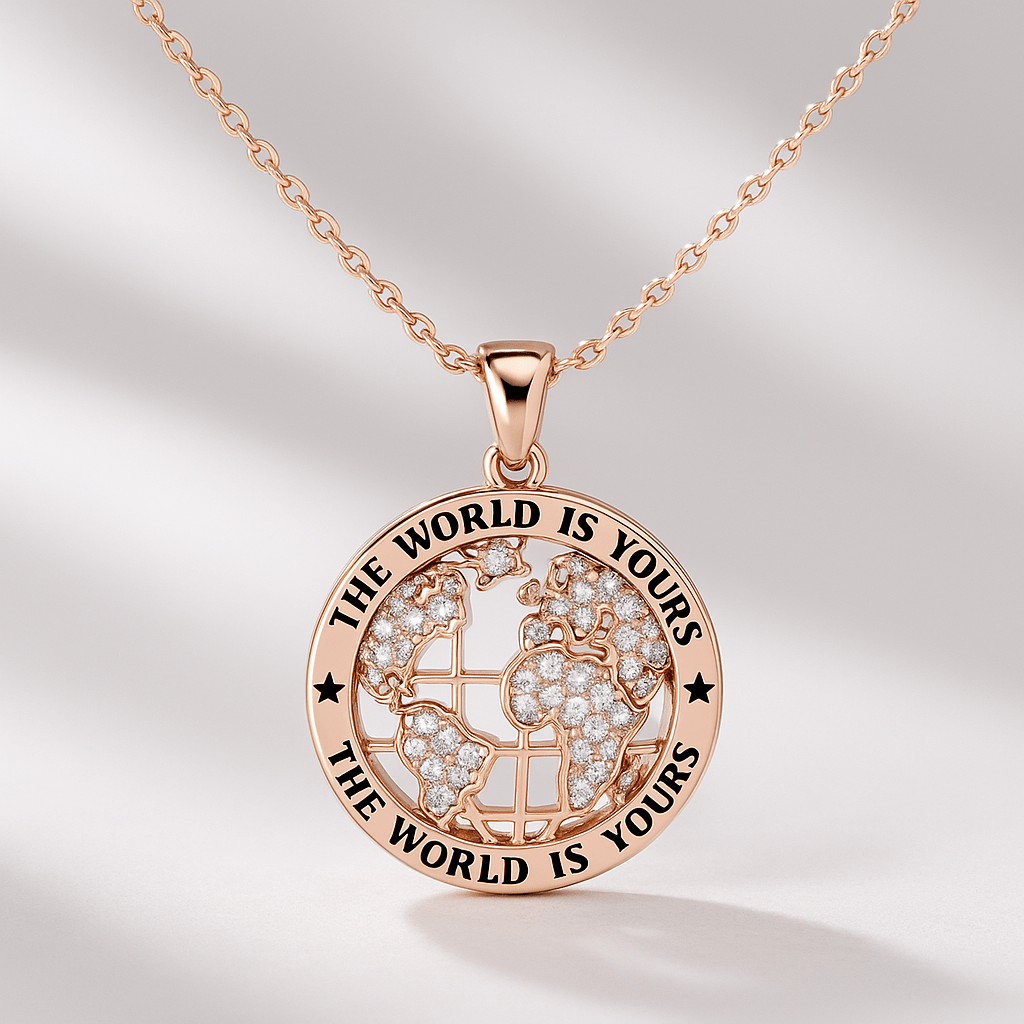 The World Is Yours Diamond Globe Pendant Necklace