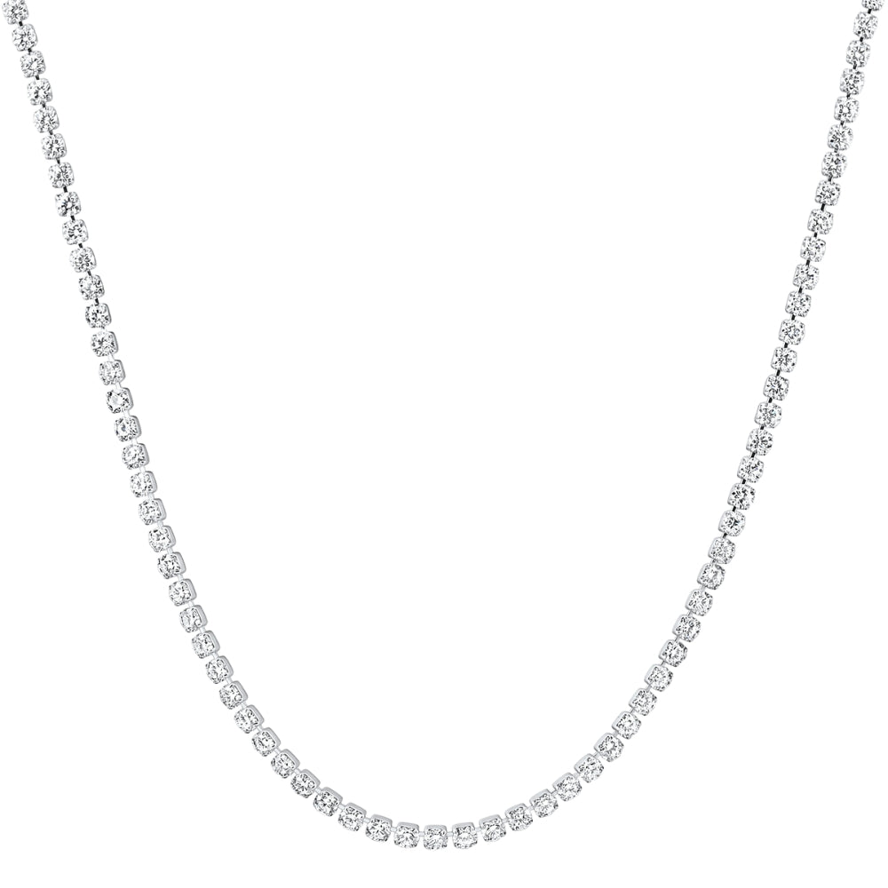 Platinum 8 3/4Ct Diamond Tennis Necklace Lab Grown 17"