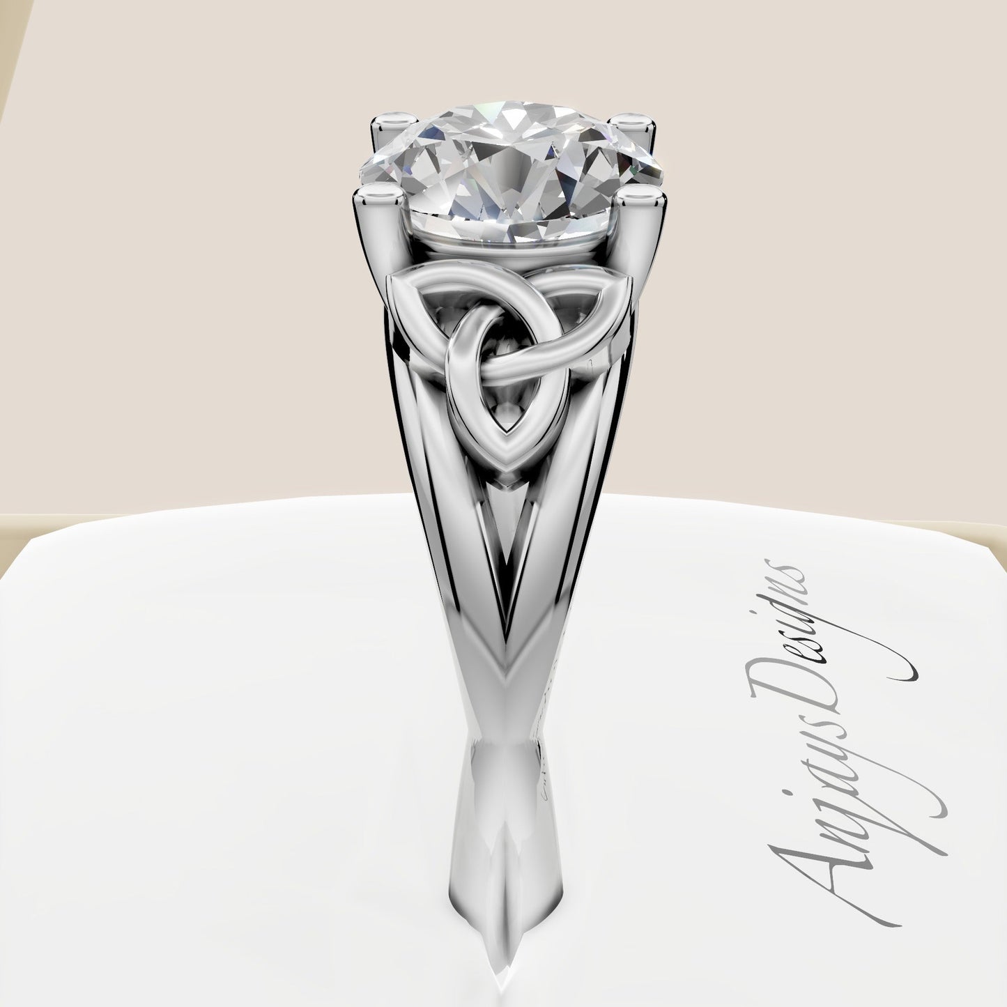 Celtic Engagement Ring 2 Carat Round Diamond IGI Certified Lab Grown Diamond Trinity Knot Wedding Ring