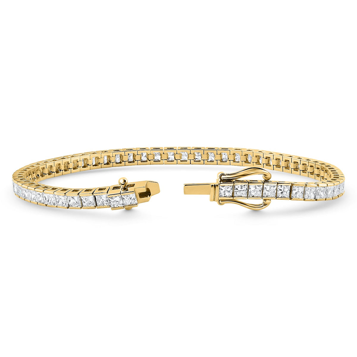 6.80Ct Princess Cut Diamond Channel Set Tennis Bracelet 14k Gold 7" Lab Grown