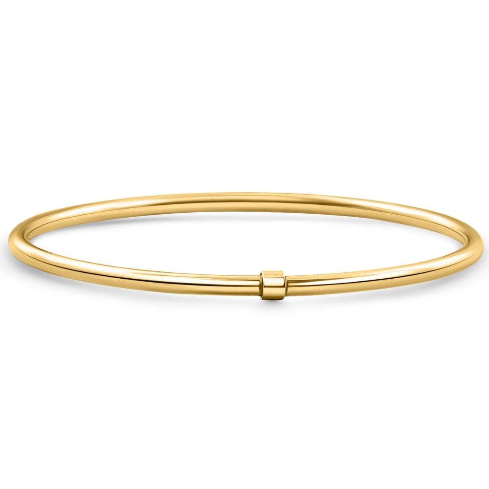18K Gold Plated Silver Polished 3mm Slip-On Bangle Bracelet Lightweight