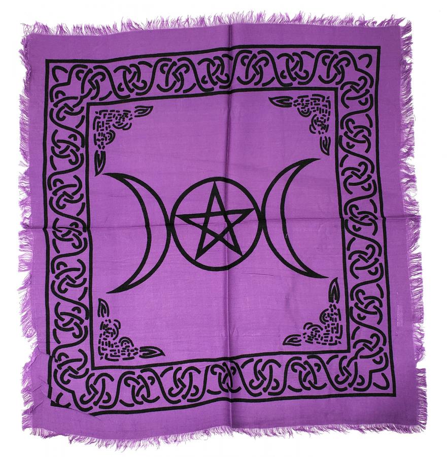 Purple Triple Moon Pentagram Altar Cloth